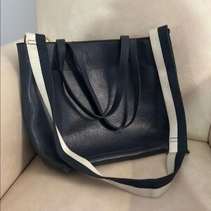 Madewell Navy and Cream Tote Bag